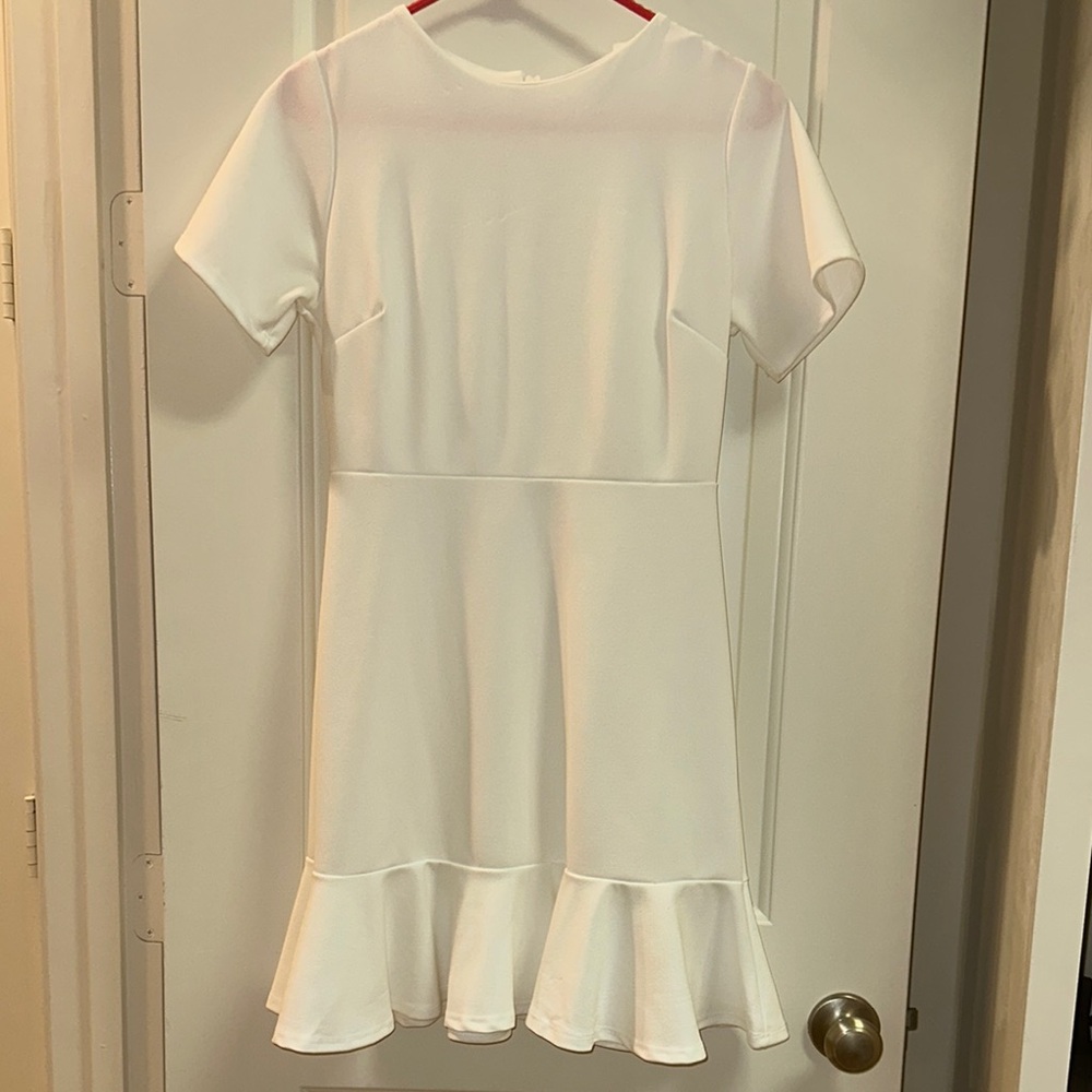 Aura White Asymmetrical Hem Dress